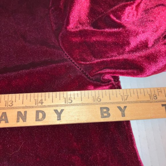 Burgundy Faux Velvet Long Sleeve Dress Womens Size S - Picture 12 of 13